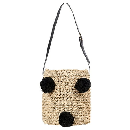 Drawstring Hobo Bag - Paper String Knitting Bucket Bag Beach Bag Women Single Shoulder Bag Drawstring Handbag - Type-2