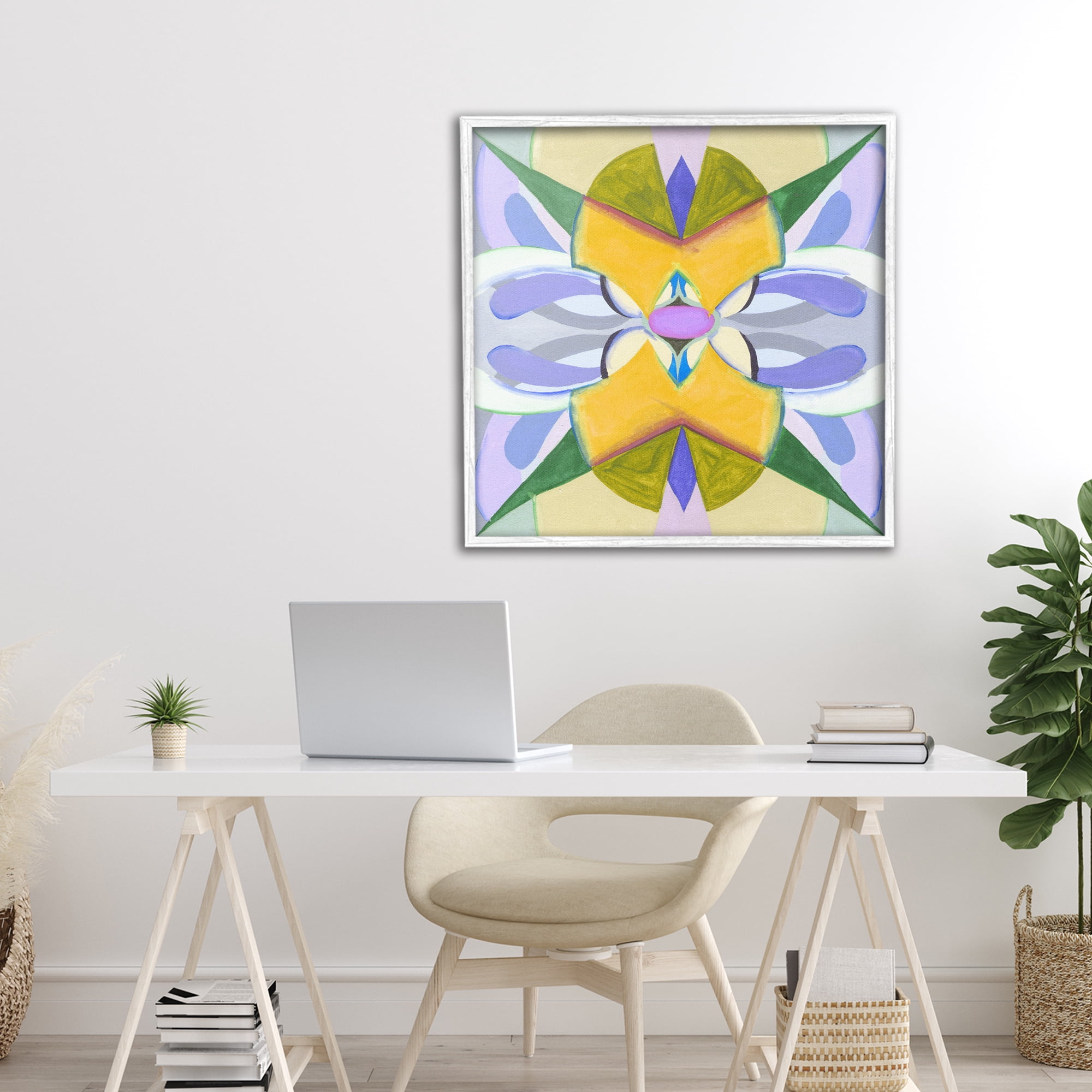 Stupell Industries Revival Kaleidoscope Symmetry White Framed Giclee Art, design by Melissa Wang