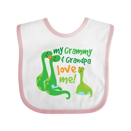 

Inktastic My Grammy and Grandpa Love Me Grandson Dinosaur Gift Baby Boy Bib