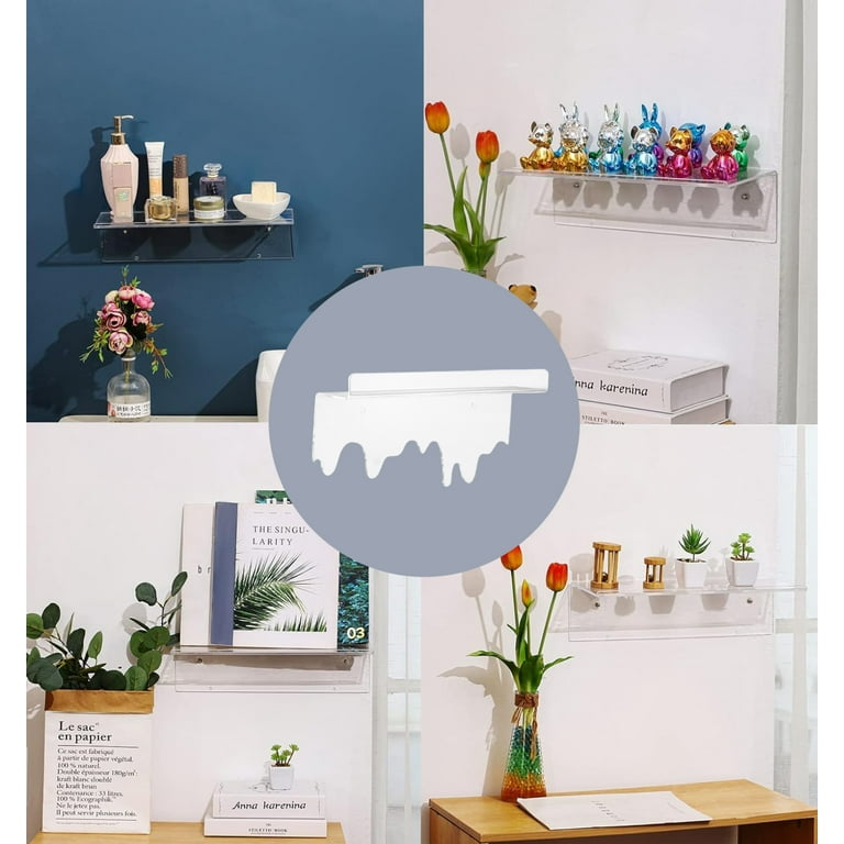 1set Clear Acrylic Floating Shelf, Wall-mounted Invisible Acrylic  Decorative Shelves, Used For Cosmetics, Photos, Books, Spices Storage In  Bathroom, Children's Room, Kitchen, Etc.