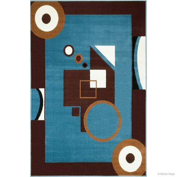 Allstar Rugs Allstar Ultra-soft Modern Geometric Design Rug Ocean Blue 5' 2"x7' 0" 5' x 8'