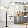 thumbnail image 4 of Lambaolom 74" 3-Light Modern Remote Control Brass Arc Floor Lamp with Beige Drum, 4 of 7