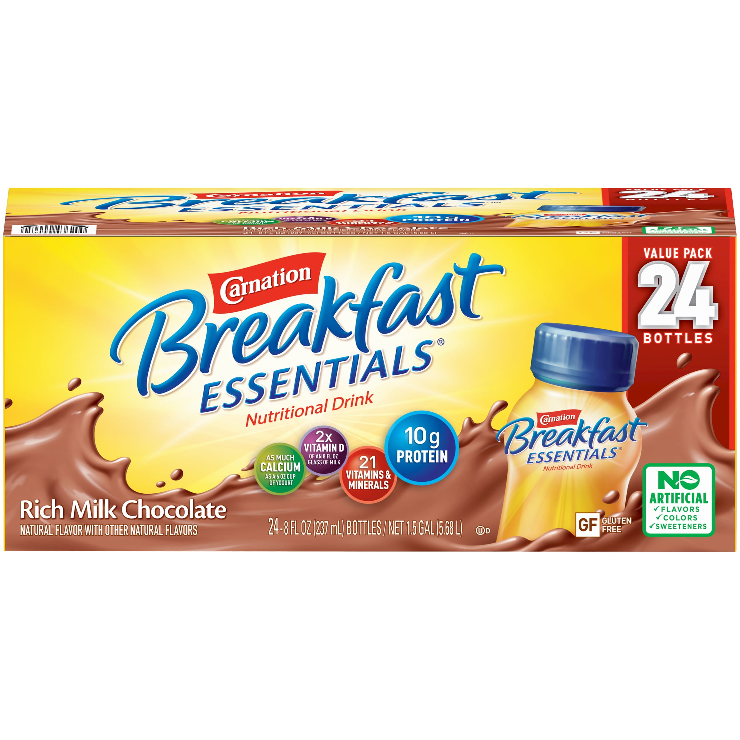 CARNATION BREAKFAST ESSENTIALS Rich Milk Chocolate 248 fl. oz. Bottles