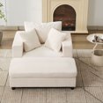 thumbnail image 2 of CQSXDA Versatile Upholstered Chaise Lounge Chair and Ottoman Combo With Pillows,  Sleeper Couch For Home Use, Beige, 2 of 18