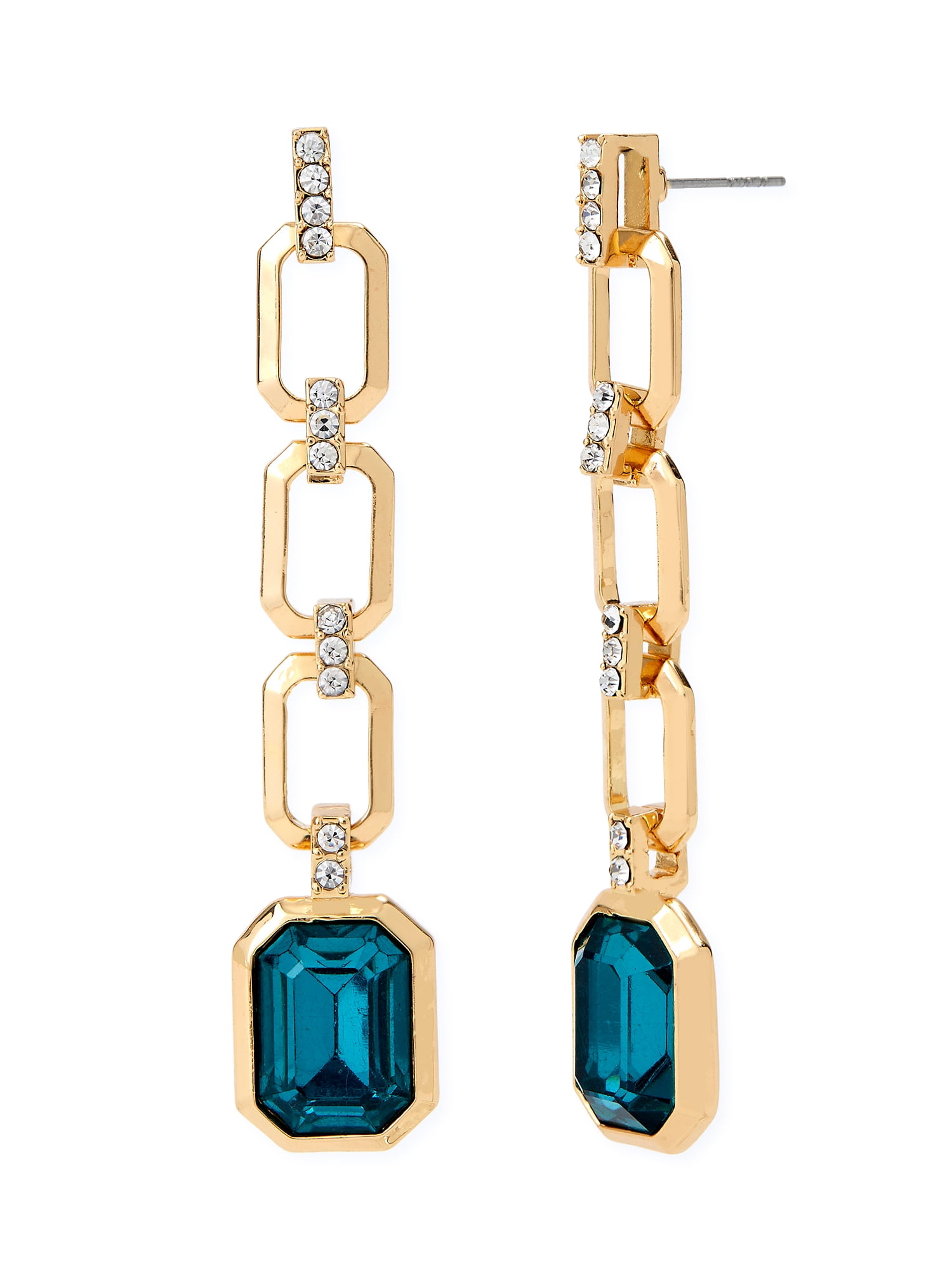 Sofia Jewelry by Sofia Vergara Women’s Gold-Tone Link Earrings with Green Glass Stones