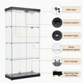 thumbnail image 5 of Glass Display Case with Door, Display Cases for Collectibles with 4-Tier Shelves and 2 Lights, Floor Freestanding Glass Display Cabinet Curio Cabinets with Glass Doors for Living Room, Bedroom, Black, 5 of 9