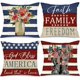 thumbnail image 1 of Juego de 4 fundas de almohada decorativas para el 4 de julio, 18 x 18, con diseño de estrellas y rayas, diseño de botas de la libertad, banderas florales, almohadas patrióticas, decoración del Día de, 1 of 8