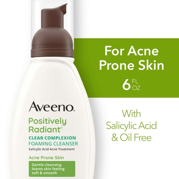 Aveeno Clear Complexion Foaming Facial Cleanser, Oil-Free Acne Face Wash, 6 fl. oz