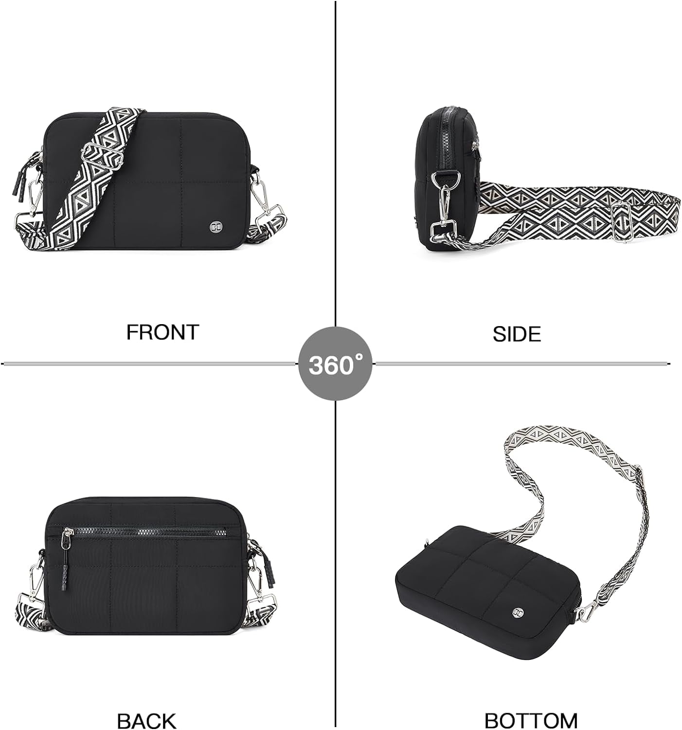 Crossbody Bags for Women Crossbody Purse with Guitar Strap Lightweight Puffer Shoulder Bag for Travel
