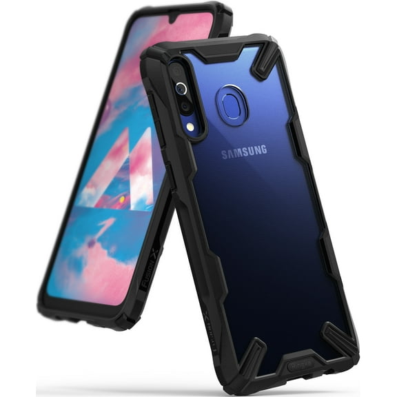 Ringke Fusion-X Case Compatible with Samsung Galaxy M30, Transparent Hard Back Shockproof Advanced Bumper Cover - Black