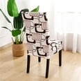 thumbnail image 3 of Dining Room Chair Covers Slipcovers Set of 4, Stretch Spandex Removable Washable Printed Parsons Chair Cover Seat Protector for Dining Room, Hotel, Ceremony, Banquet, Wedding (Geometry Beige), 3 of 6