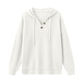 thumbnail image 7 of Perfectbot Women Waffle Knit Henley Hoodie, Long Sleeve Drawstring Pullover Fall Casual Sweatshirt, 7 of 7