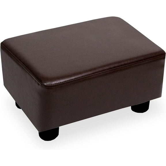 Small Foot Stool Ottoman Footstool with Legs Under Desk Footrest for Living Room Bedroom and Office, Dark Brown