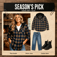 thumbnail image 5 of Jsaierl Womens Casual Plaid Hooded Shacket Flannel Lightweight Jacket Fall Button Down Shirts Hoodies with Pocket, 5 of 7