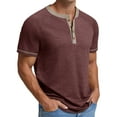 thumbnail image 4 of GENTS BLISS Henley Men Shirts Short Sleeve T shirts for Men Crew Neck Color Block Men Shirts, 4 of 7
