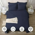 thumbnail image 6 of HYPRST 100% Cotton Duvet Cover Queen Size, Linen Like Stone Washed Navy Duvet Cover Set, 3pc Bedding Set with Zipper Closure, Soft, Lightweight and Breathable, 90"x90", No Comforter, 6 of 9