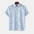 thumbnail image 2 of Penkiiy Mens Hawaiian Tropical Shirt Short Sleeve Casual Button Down Floral Summer Beach Shirts with Pocket 2XL Blue, 2 of 9