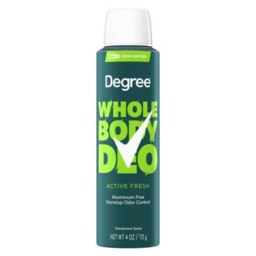 Degree Men Whole Body Deodorant Spray for Men Active Fresh Scent Aluminum Free, 4 oz