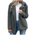 thumbnail image 2 of Tagold Shacket Jacket for Women, Fall Clothes for Women 2022, Women Jacket Solid Jacket Button Pocket Turndown Neck Slim Fit Warm Medium and Long Jacket Womens Fall Fashion Cardigan, Dark Gray, L, 2 of 6