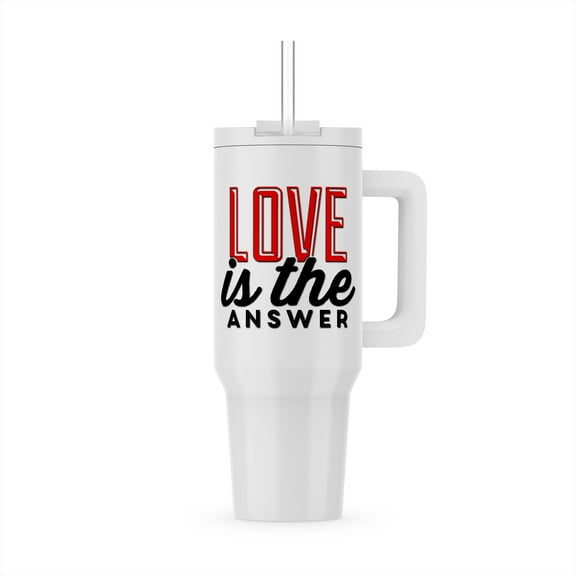 Love Is The Answer Typography Word Art In Red And Black, 40oz Tumbler