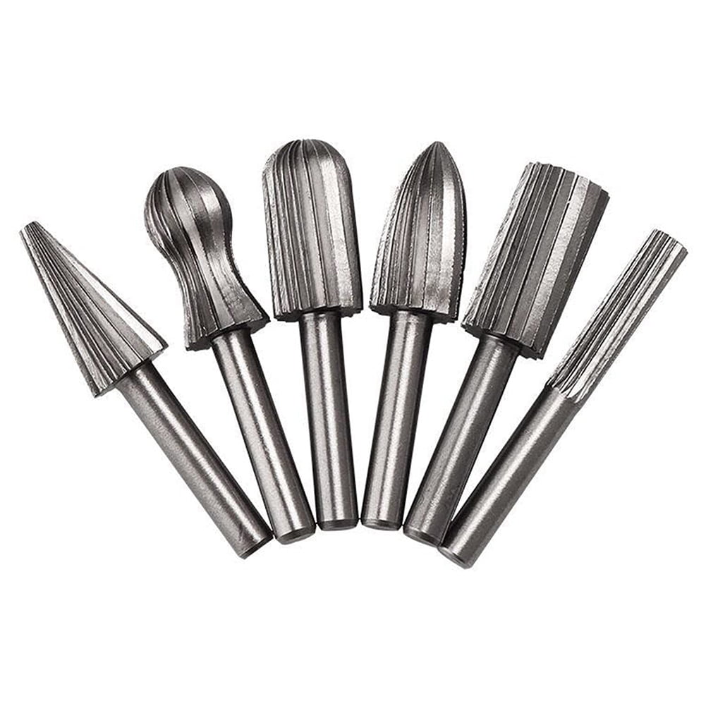 6Pcs High Speed Steel Grinding Burrs Drill Bits Kits For Carving Wood New 