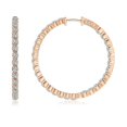 thumbnail image 2 of ANGARA Natural Shared Prong 2.34 ct Diamond Inside Out Hoop Earrings in 14K Rose Gold for Women (Size-2.1mm| Color-K| Clarity-I3) | Anniversary, Jewelry Gift for Women | Natural Diamond Earrings, 2 of 9