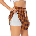 thumbnail image 3 of Lsque Fall Buffalo Plaid Printed Women's Running Shorts with Liner Pockets,Elastic Quick Dry Workout Athletic Gym Yoga Shorts,Womens High Waist Shorts-Small, 3 of 9