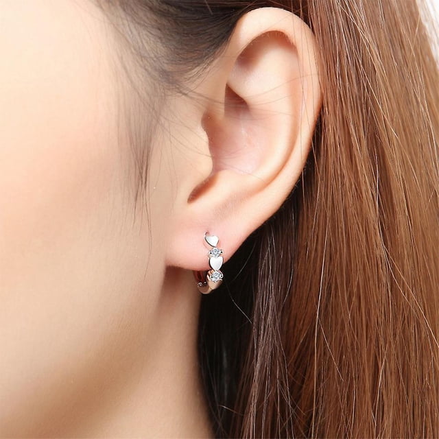 Pendientes colgantes en forma de corazón con diamantes de imitación para mujer Regalos de joyería