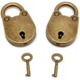 thumbnail image 1 of Juego de 2 mini candados antiguos de estilo vintage con llave, mini candado antiguo de bronce antiguo (oso), 1 of 5