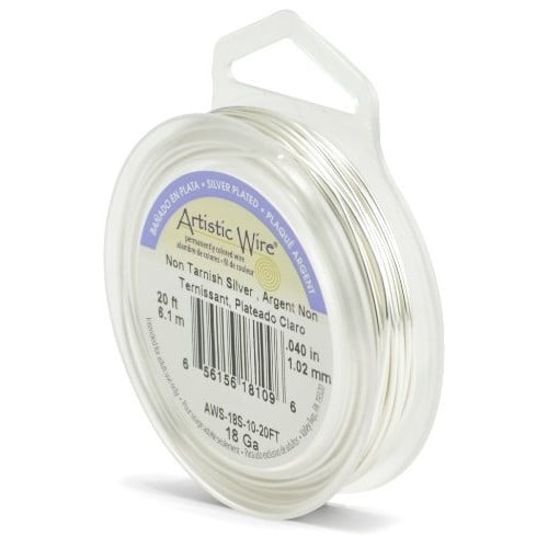 Artistic Wire 18-GaugeTarnish Resistant Silver Wire, 20-Feet