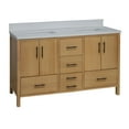 thumbnail image 2 of California 60" Double Bathroom Vanity with Blonde Veneer Cabinet and Matte White Top, 2 of 7