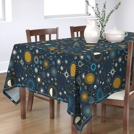 

Cotton Sateen Tablecloth 90 Square - Astrology Zodiac Sun Sign Constellations Moon Stars Planet Light Night Sky Galaxy Print Custom Table Linens by Spoonflower