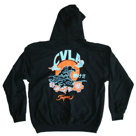 CVLA Ocean Wave Men's Black Graphic Hoodie (Large)