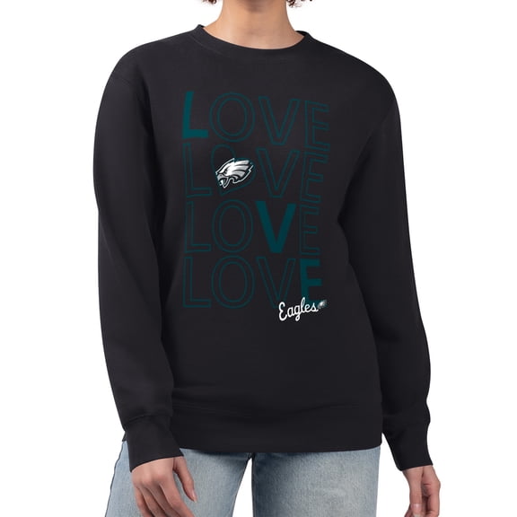 Women's G-III 4Her by Carl Banks  Black Philadelphia Eagles Lots of Love Graphic Fleece Pullover Sweatshirt
