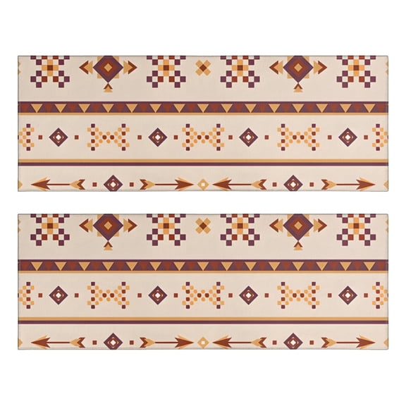 Kitchen Rugs Sets Of 2,Brown Ethnic Arrow Pattern Anti Fatigue Kitchen Mat Rugs Non Slip Washable,Decorative Kitchen Floor Mats for Kitchen,Sink,Laundry,17"X47"