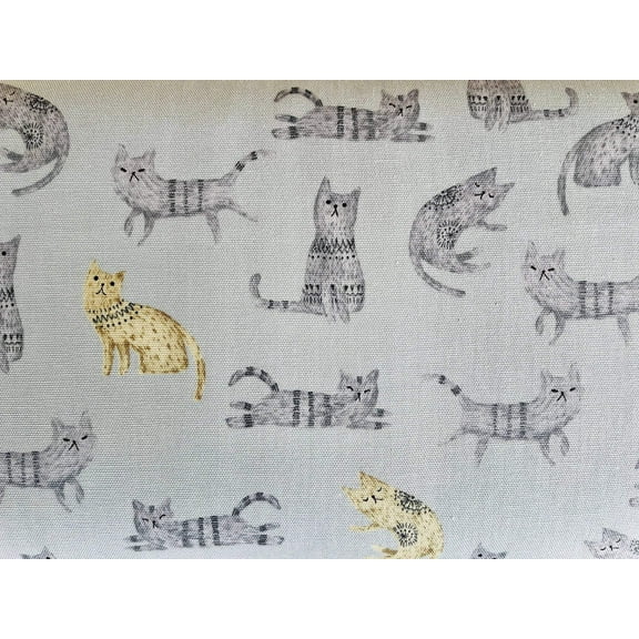 Cat Print Cotton Oxford Fabric – Japanese Fabric – 1/2 Yard, 44" Wide