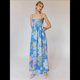 thumbnail image 4 of Vestido Maxi Floral para Mujer, Sin Mangas, Espalda Descubierta, Corte A, , Fluido, con Espalda Hueca y Tirantes Finos Azul S, 4 of 7