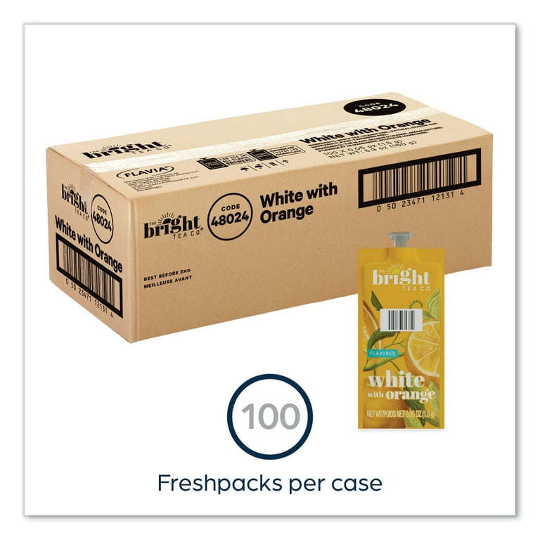 The Bright Tea Co. White with Orange Tea Freshpack, White with Orange, 0.05 oz Pouch, 100/Carton The Bright Tea Co. White with Orange Tea Freshpack, White with Orange, 0.05 oz Pouch, 100/Carton