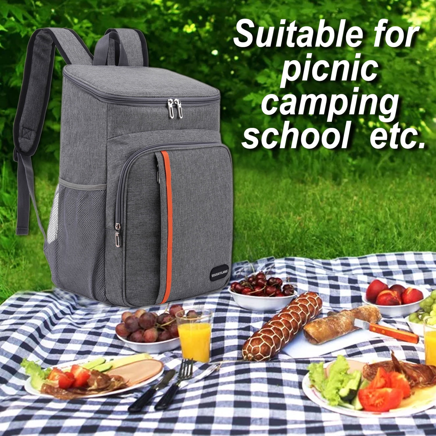 Sougayilang Backpack Cooler 25/30 Can Large Capacity Soft Sided Cooler Bag
