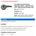 thumbnail image 2 of Front Right Seat Back Recliner Adjustment Handle - Compatible with 1999 - 2006 Chevy Silverado 1500 2000 2001 2002 2003 2004 2005, 2 of 2