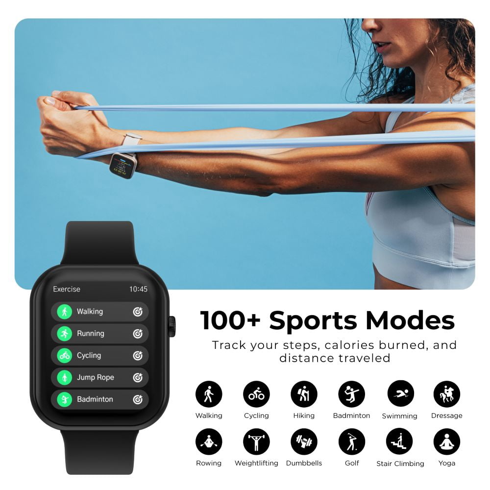 iTOUCH AIR 5 Smartwatch – 1.85” AMOLED Display, Bluetooth Calling, 100+ Sport Modes, Heart Rate, SpO₂, Stress & Sleep Monitoring, IP68 Waterproof, for Android & iPhone - Alpine Nylon Strap for Adults