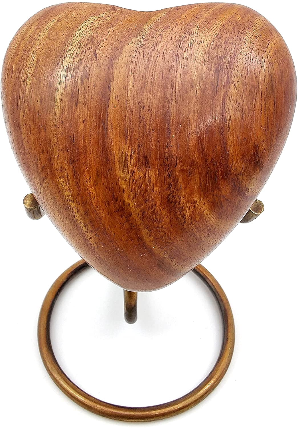5MOONSUN5 Wooden Heart Urn Keepsake Cremation Urn for Human pet Ashes Handcrafted Urn Heart Shaped - Perfect for Adults & Infants with Brass Stand 3inch (Wooden Urn)