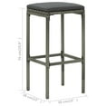 thumbnail image 4 of vidaXL Bar Stools with Cushions 4 pcs Grey Poly Rattan, 4 of 5