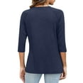 thumbnail image 4 of Fanxing Tshirts for Women 3/4 Sleeve Womens Tops Summer Tops Casual Loose Fit Workout Yoga Tunic T Shirts Navy (Women's Medium), 4 of 6
