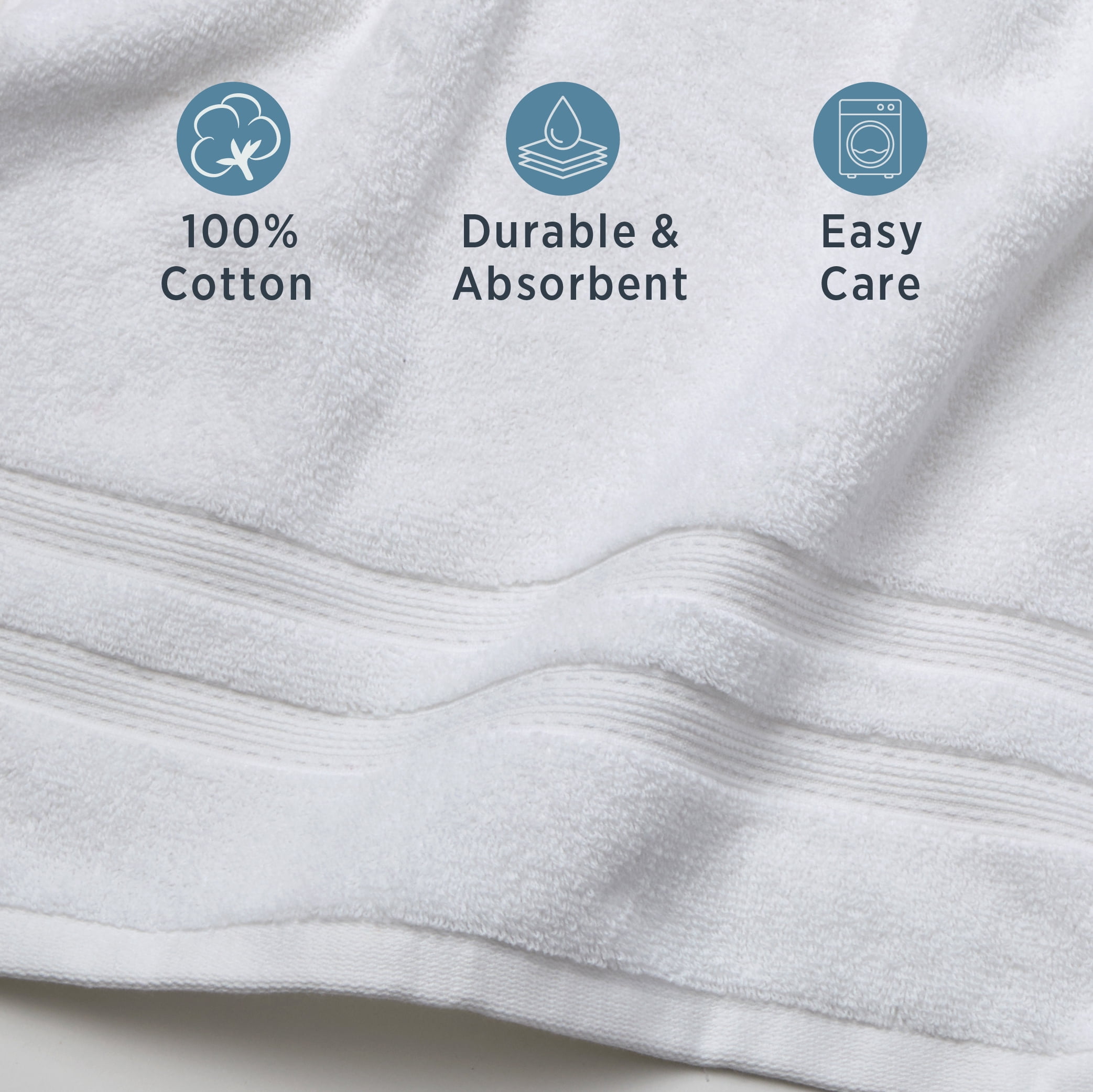 Welhome 6 Pack 100% Cotton Multipurpose Commercial Wholesale Oversized Bath Towels Set, White, 580 GSM, Bulk Towels, Soft, Durable & Absorbent Bathroom Towels