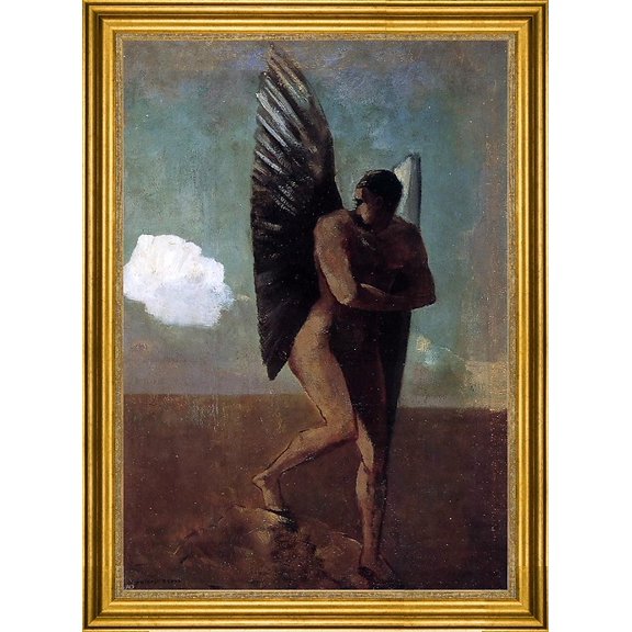 Odilon Redon Fallen Angel Looking at at Cloud - 16" x 24" Framed Premium Canvas Print