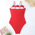 thumbnail image 4 of Elainilye Fashion One Piece Bathing Suit for Women Solid Color Flounce Tight Fitting Bikini Sexy One Piece Swimsuit,Red, 4 of 8