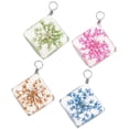 thumbnail image 4 of Collares hechos a mano cristalinos de los colgantes del cuadrado del cristal del emparedado de la flor seca Azul Soledad Colgantes de cristal de flores secas, 4 of 10
