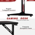 thumbnail image 7 of Vineego 43-inch Gaming Desk T-Shaped Legs Carbon Fiber Surface PC Laptop Racing Computer Table with Cup Holder & Headphone Hook (Black), 7 of 7