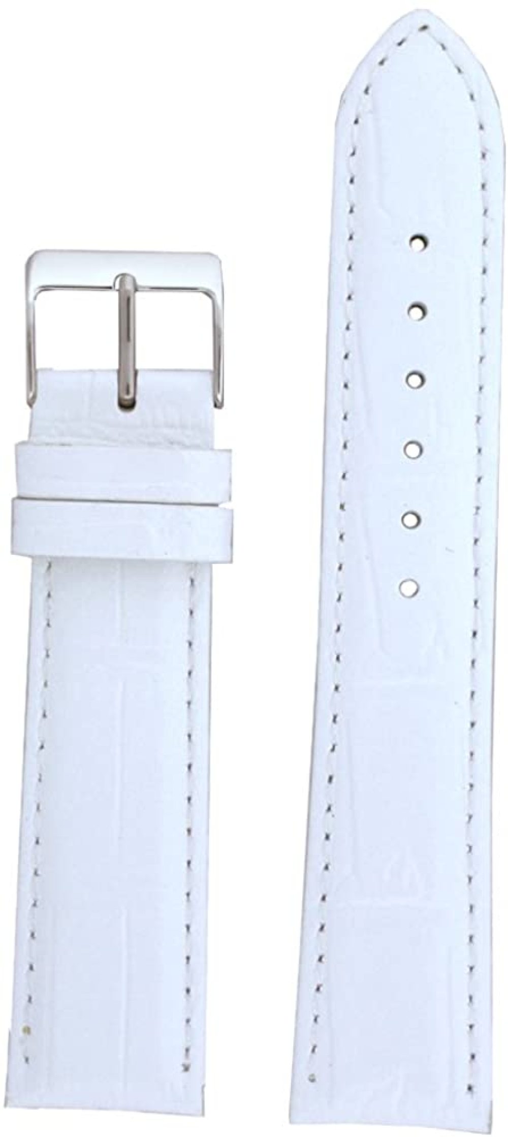 Watch Band Extra Long Crocodile Grain White Stitching Padded 18